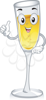 Mascot Illustration Featuring a Glass of Champagne