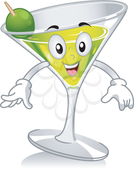 Mascot Illustration Featuring a Glass of Martini