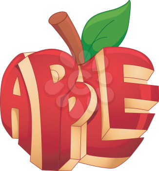 Text Illustration Featuring a Carved Apple