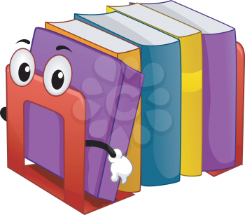 Royalty Free Clipart Image of a Bookend With Books