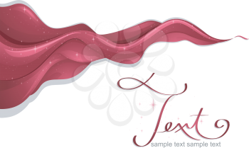 Royalty Free Clipart Image of a Red Wave Fabric With Text Space