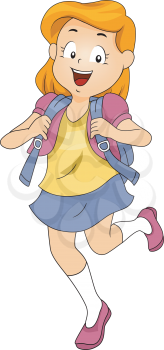 Illustration of a Kid Girl Student wearing a Backpack