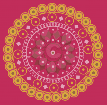 Illustration of a Brightly Colored Doily