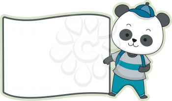 Illustration Featuring a Ready to Print Label with a Panda on the Side