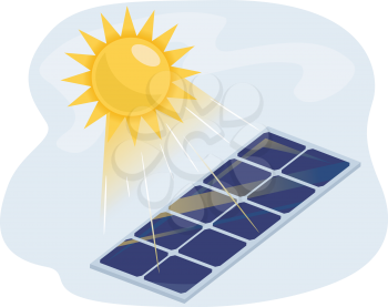 Illustration of a Solar Panel Absorbing Heat from the Sun