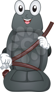 Mascot Illustration Featuring a Car Seat Putting a Seatbelt on