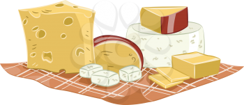 Illustration Featuring Different Varieties of Cheeses