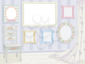 Illustration Featuring a Variety of Frames Sporting a Shabby Chic Design
