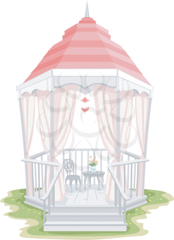 Illustration of a Gazebo with a Shabby Chic Design