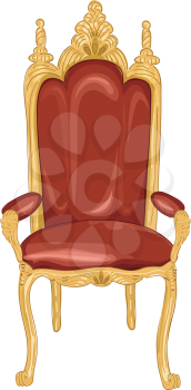 Illustration Featuring a Royal Chair in Red and Gold