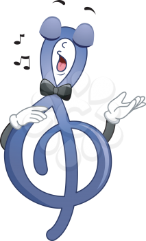 Illustration Featuring a G-Clef Belting Out a Tune