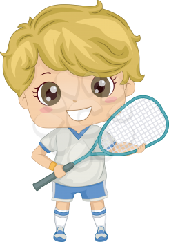 Illustration of a Boy Dressed in Squash Gear