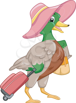 Mascot Illustration Featuring a Mallard All Geared Up for Travel 