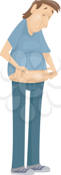 Illustration Featuring a Man Checking Out His Beer Belly