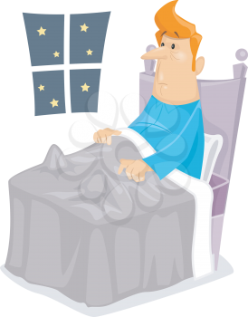 Illustration Featuring a Man with Insomnia