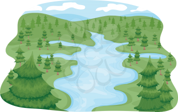 Illustration Featuring a River Basin