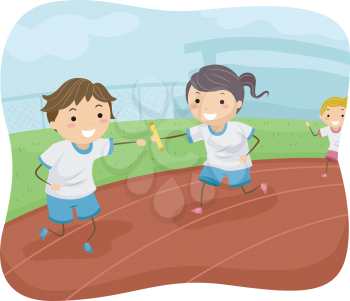 Illustration of Kids Participating in a Relay Race