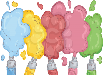 Illustration of Different Colors of Paint Spilling Out
