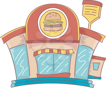 Illustration of the Facade of a Fast Food Restaurant