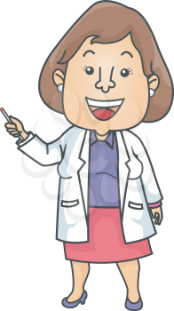 Illustration of a Doctor Dressed in a Lab Coat Giving a Presentation
