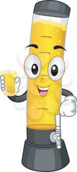 Mascot Illustration of a Beer Tower Holding a Glass of Beer
