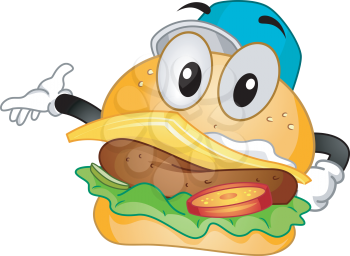 Mascot Illustration of a Cheeseburger Doing a Hand Gesture