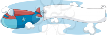 Illustration of an Airplane with a Blank Banner Trailing Behind It