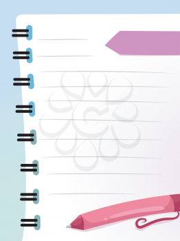 Background Illustration of a Notebook Page with a Pen Resting Against It