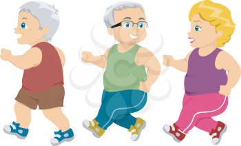 Illustration of Male Senior Citizens Going for a Jog