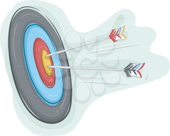 Illustration of Arrows Piercing an Archery Board