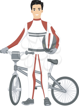 Illustration of a BMX Rider Posing Beside His Bike