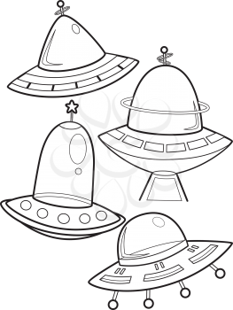 Line Art Illustration of Unidentified Flying Objects