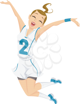 Illustration of a Teenage Girl Jumping in Joy