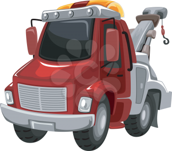 Illustration of a Red Tow Truck Ready for Use