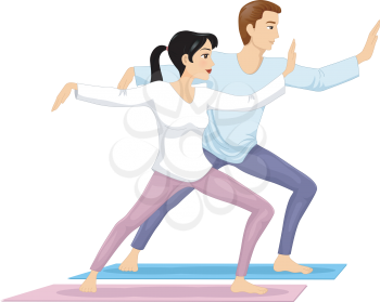 Illustration of a Couple while doing Tai Chi Exercise together