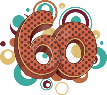 Illustration Featuring the Number 60 Covered in Vintage Dots
