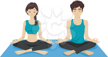 Illustration of a Teenage Couple Doing Yoga Together