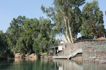 Royalty Free Photo of the Yardenit on the Jordan River, the Place of Baptism of Christ and of Pilgrimage for Christians.
