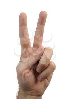 Royalty Free Photo of a Hand Showing Two Fingers