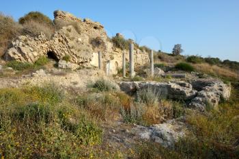 Remains of the Saint Mary Viridis Church in the park of Ashkelon in Israel