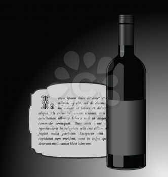 Royalty Free Clipart Image of Wine and an Invite Card