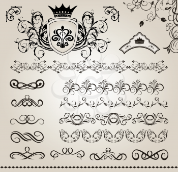 Illustration set floral ornate design elements (5) - vector