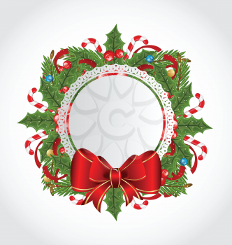 Illustration Christmas holiday decoration with greeting card - vector