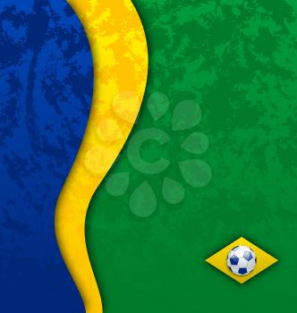 Illustration grunge football background in Brazil flag colors - vector 