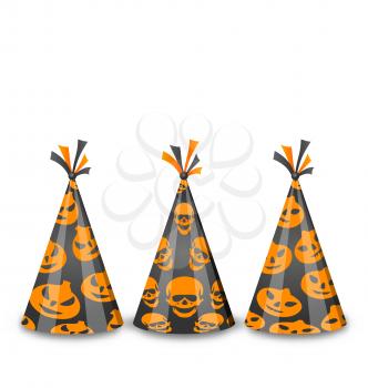 Illustration party hats for Halloween, isolated on white background - vector