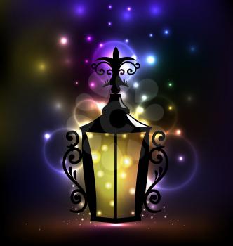 Illustration arabic forging lantern for Ramadan Kareem - vector