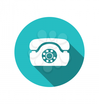 Illustration web icon of retro telephone, trendy flat minimal style - vector