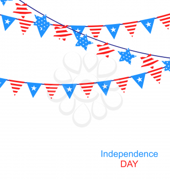 Hanging Bunting Garlands in National American Independent Day - vector