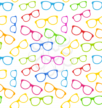 Illustration Seamless Texture with Colorful Eyeglasses - Vector