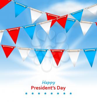 Illustration Bunting Flags in Patriotic Colors of USA for Happy Presidents Day - Vector